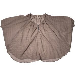 Sheer Top Bohemian cottage core Gauzy Boho Country Poncho Baggy Peach Print Clay